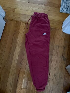 Nike Burgundy Sweatpants with White Logo